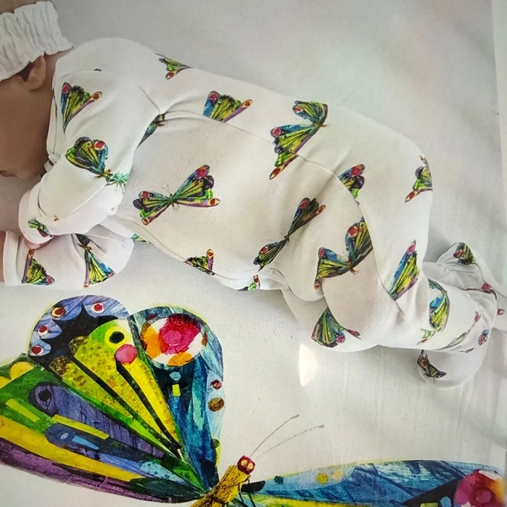 L'ovedbaby White Footed One-Piece Butterfly organic